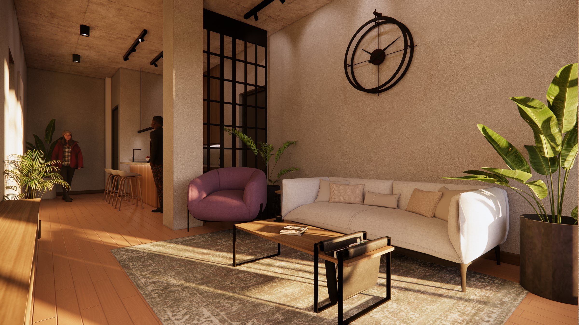 Residents lounge on the lower ground floor